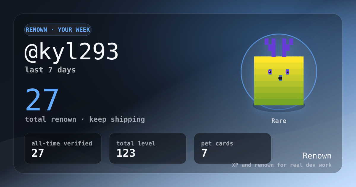 renown weekly recap card